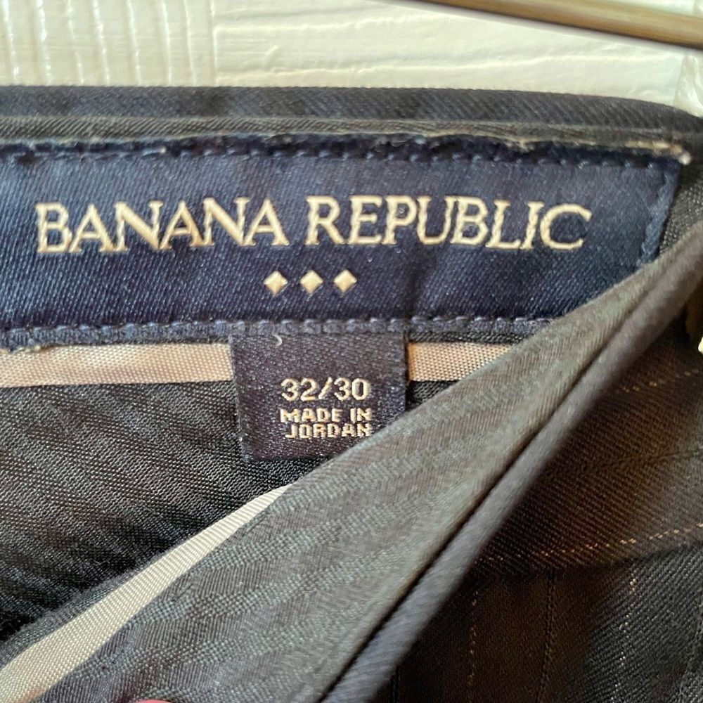 NAVY BLUE PINSTRIPE PANTS BY BANANA REPUBLIC SIZE 32/30 EUC - Picture 5 of 7